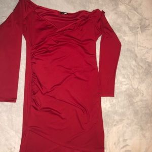 Red ruched dress